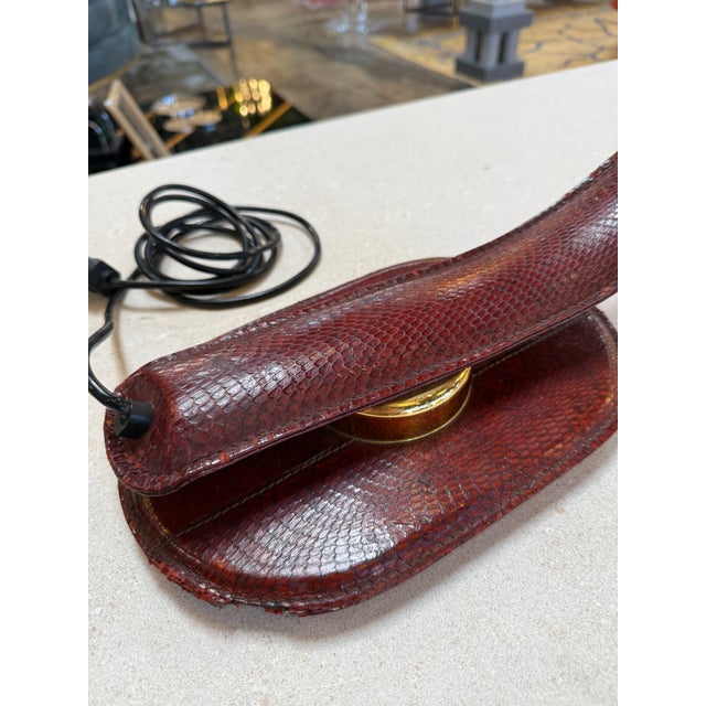 Modern Traso Milano Snakeskin-Wrapped Table Lamp, Italy, 1970s For Sale - Image 3 of 12