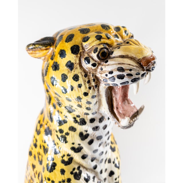 Ceramic Mid-Century 32" Italian Terra Cotta Figure of a Leopard For Sale - Image 7 of 11