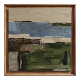 Geography of the Shores, Contemporary Abstract Landscape Oil Painting, Framed by Sophie Dumont For Sale