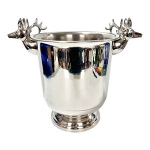 Vintage Silverplate Stag Ice Bucket With Deer Head Handles – Barware
