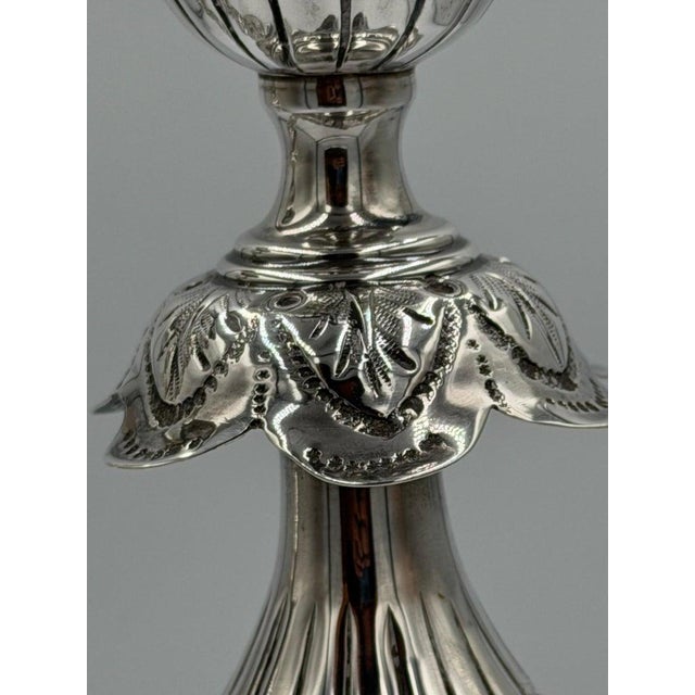 Antique Sterling Silver Baroque Revival Candlesticks With Repoussé - a Pair For Sale - Image 9 of 18