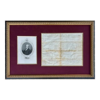 James Monroe Signed Virginia Governor Land Grant Autograph Document, c.1800 — Rockingham County (Framed) For Sale