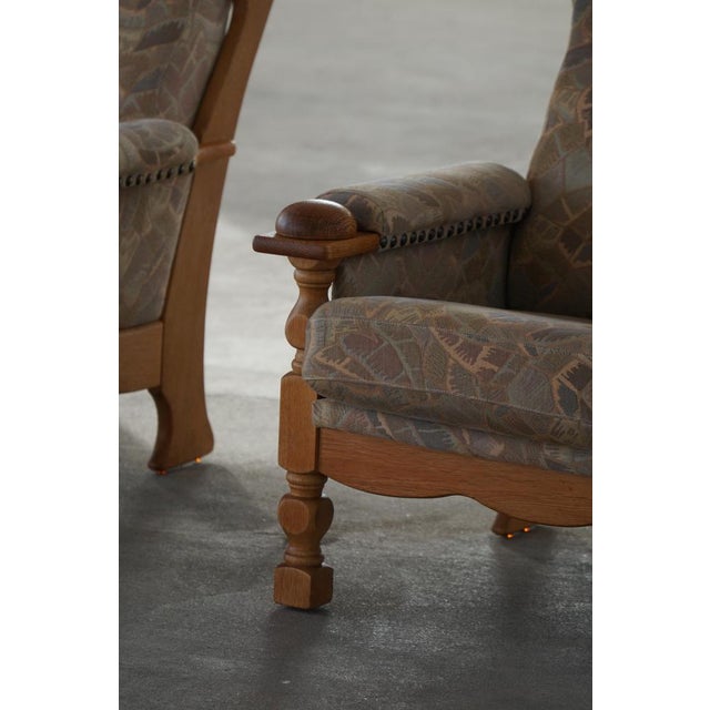 Vintage Danish Lounge Chairs in Oak and Textile by Henning Kjærnulf, 1950s, Set of 2 For Sale - Image 15 of 18