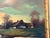 Wood Vintage Signed European Countryside Sunset Landscape Oil Painting in Wood Frame For Sale - Image 7 of 15