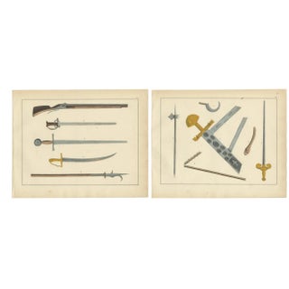 Medieval and Early Modern Weaponry, 1842, Paper, Set of 2 For Sale