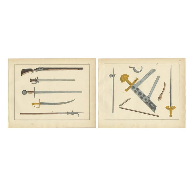 Medieval and Early Modern Weaponry, 1842, Paper, Set of 2 For Sale