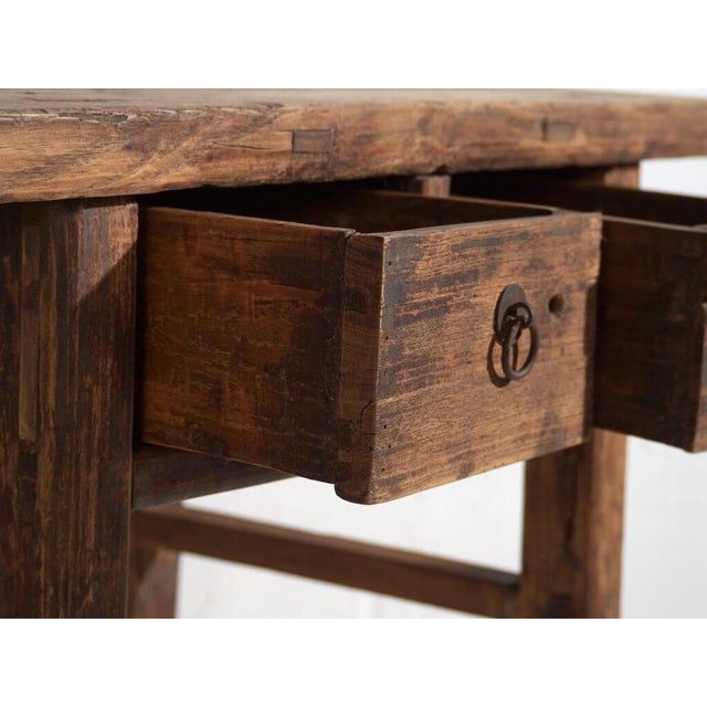 Wood Antique Elm Console Table For Sale - Image 7 of 12