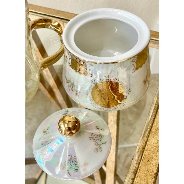 Circa 1950 Japanese Lusterware Porcelain Tea Service Set - 6 Pieces For Sale - Image 9 of 13