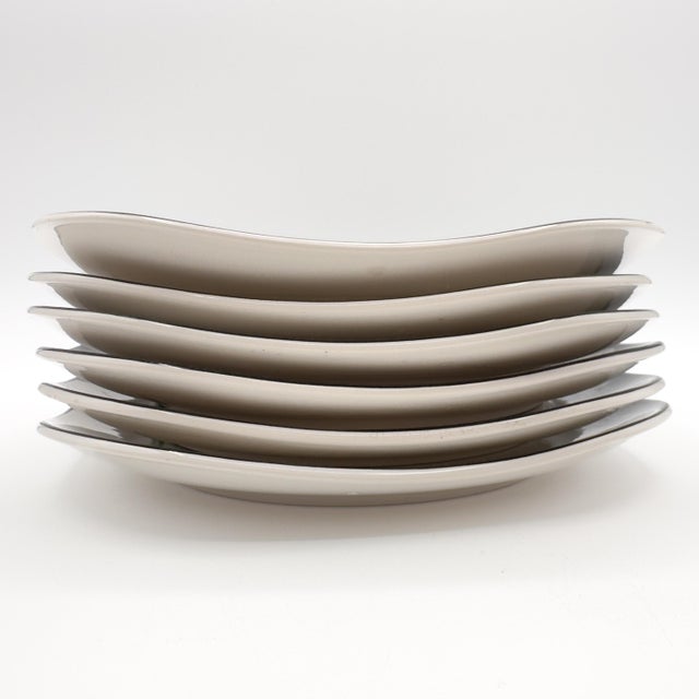 Ceramic Late 20th Century Sango Quadrille Semi-Porcelain Black Lilies #5101 Snack Plates, Made in Korea- Set of 6 For Sale - Image 7 of 12