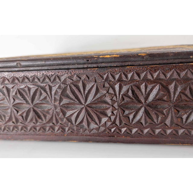 18th or 19th Century American Folk Art Chip Carved Polychrome Box For Sale - Image 12 of 18