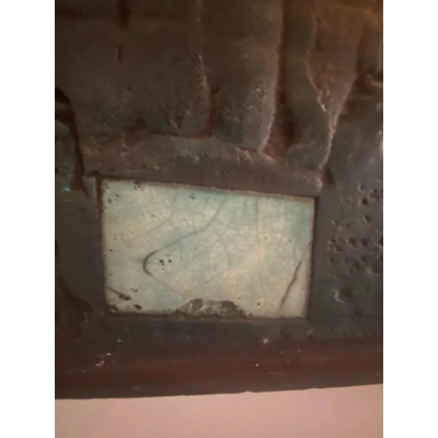 Glass Mid Century Modernist Artist Pottery Tile Mirror For Sale - Image 7 of 10