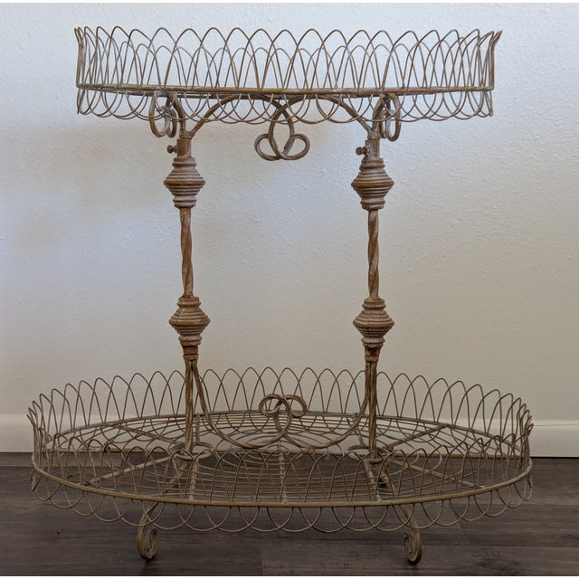 Metal Vintage French Country Tiered Iron Plant Stand For Sale - Image 7 of 8