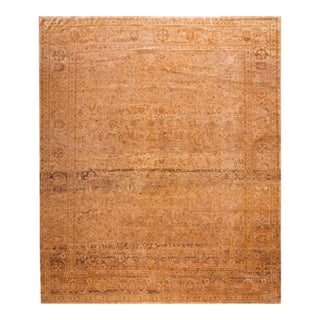 1920s Beige Geometric Antique Indian Indian Amritsar Rug 11' X 13'6" Hand Knotted Wool Carpet For Sale