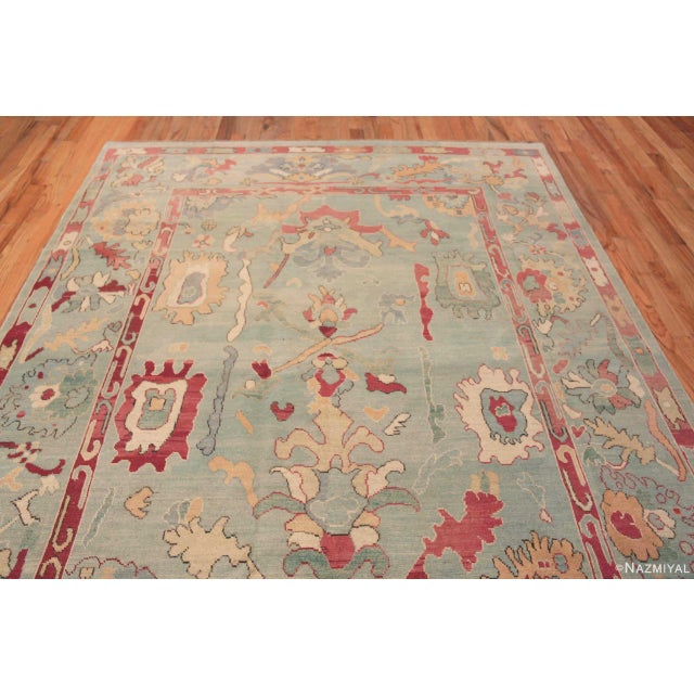 Decorative Seafoam Color Turkish Oushak Design Modern Contemporary Rug, Country of origin: Central Asia, Circa date:...