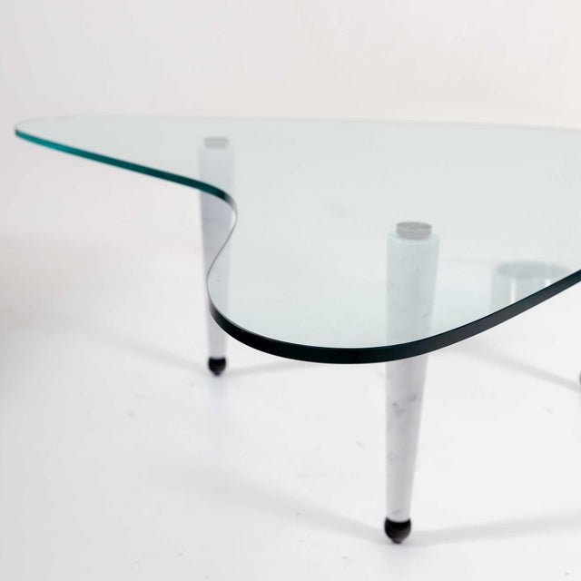 Glass Modernist Coffee Table With Marble Legs, Italy 20th century For Sale - Image 7 of 18