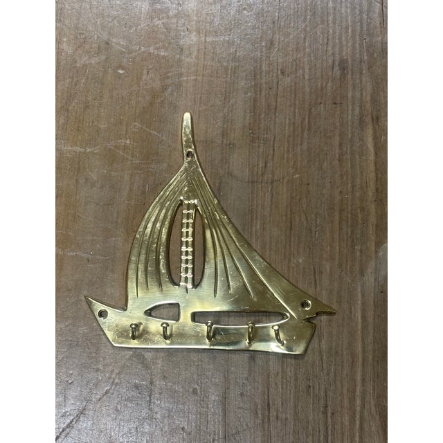 Vintage Brass Sailboat Key Hooks For Sale - Image 4 of 5