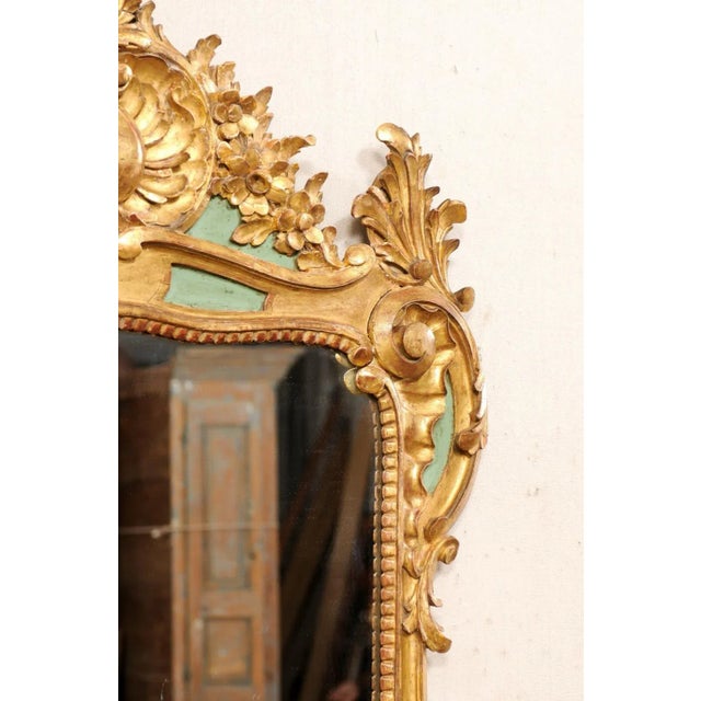 Early 20th Century French Rococo Style Carved and Gilt Mirror With Hints of Green, Early 20th C. For Sale - Image 5 of 10