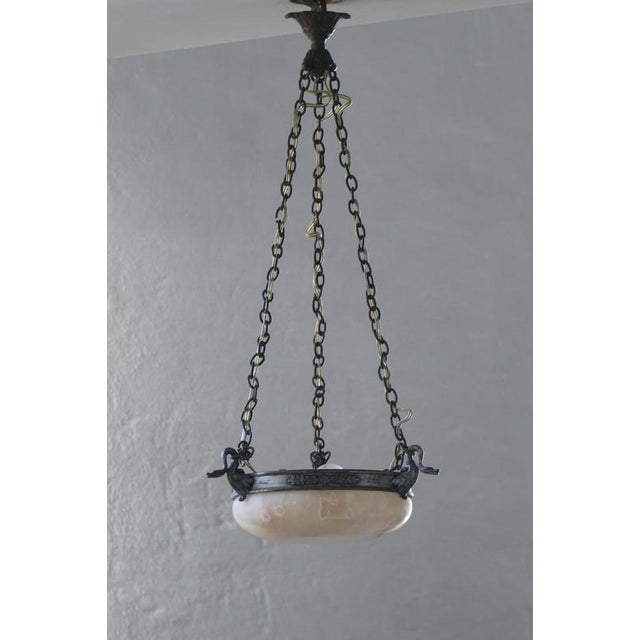Art Nouveau Alabaster Pendant Lamp, Denmark, 1900s For Sale - Image 10 of 12
