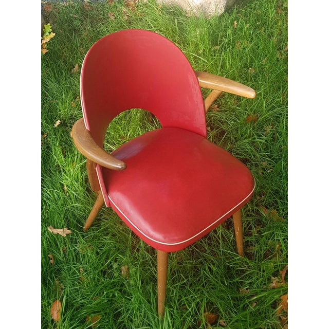 Red 50s Rockabilly Chair with Armrests, 1950s For Sale - Image 6 of 6