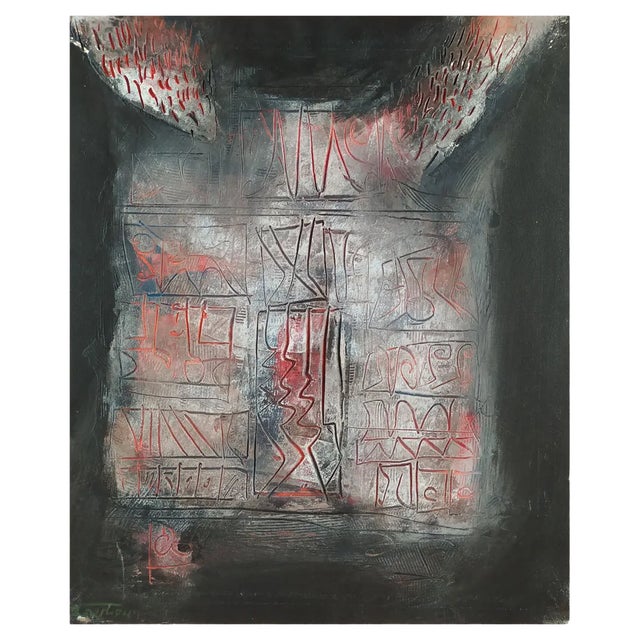 Hector Ramirez Ortega, Composition, 1990, Mixed Media on Canvas For Sale
