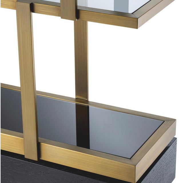 Shelves in Brushed Brass Finish and Smoked Glass For Sale - Image 6 of 7