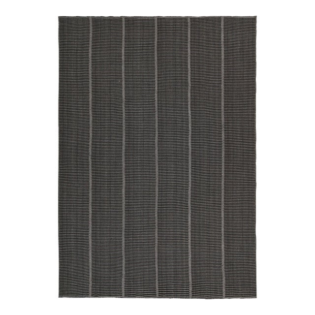 Rug & Kilim’s Contemporary Kilim in Gray & Black Stripes For Sale