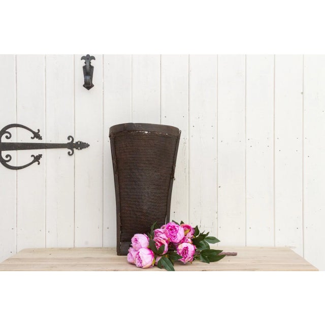 Asian Antique Tall and Slim Harvesting Basket For Sale - Image 3 of 11