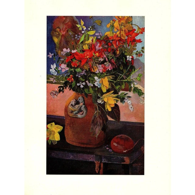 Paper Paul Gauguin Vintage 1972 Authentic Post Impressionist Lithograph Print "Still Life With Flowers" 1882 For Sale - Image 7 of 8
