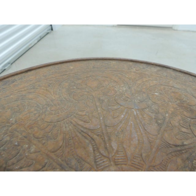 Brown French Antique Rustic Wrought Iron Bistro Round Table For Sale - Image 8 of 8