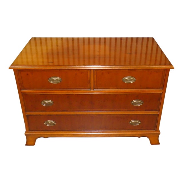 English Yew Chest of Drawers with Retractable Doors and Oval Fittings from Heldense For Sale