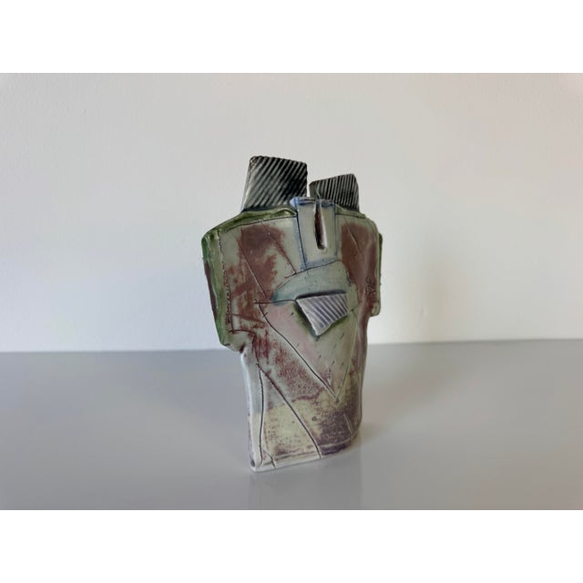 Purple 1980’s Vintage Handmade Abstract Design Art Ceramic Vase , Unsigned For Sale - Image 8 of 12