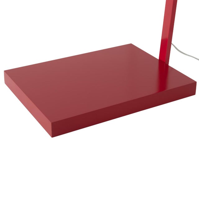 Stretch Arc Floor Lamp - 87", Red Finish, Sturdy Rectangular Base, Dimmer Switch For Sale - Image 9 of 18