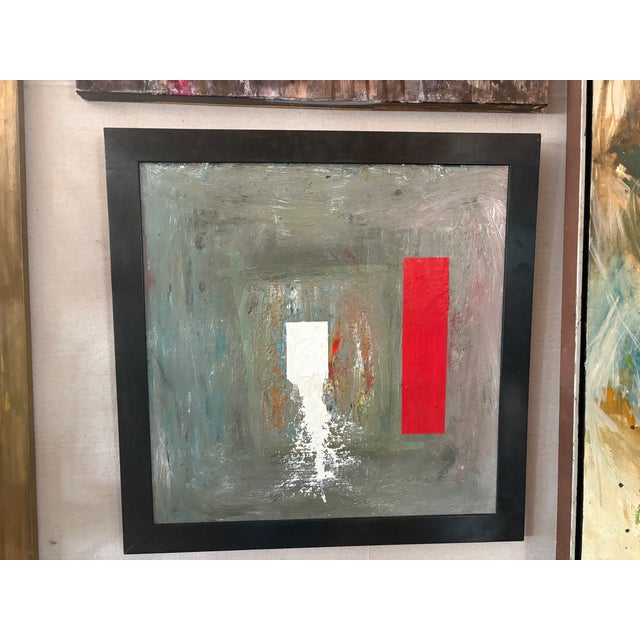 Wood 1960s Framed Cubist Abstract Painting For Sale - Image 7 of 11