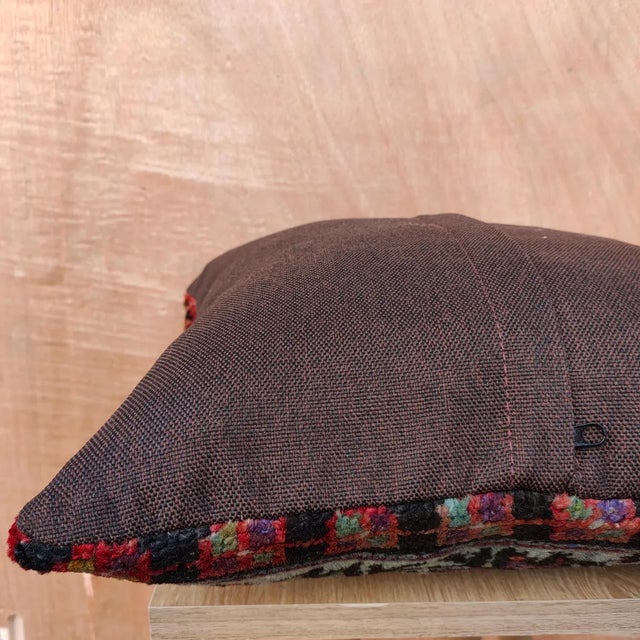 16×16 Vintage Turkish Rug Pillow – Handmade Boho Decorative Sofa Cushion For Sale - Image 9 of 11