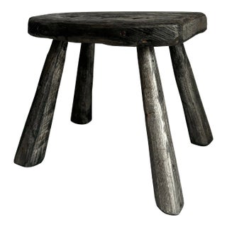 1940s European Primitive Wooden Stool For Sale