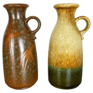 German Multi-Color Pottery Fat Lava Vases from Scheurich, 1970s, Set of 2