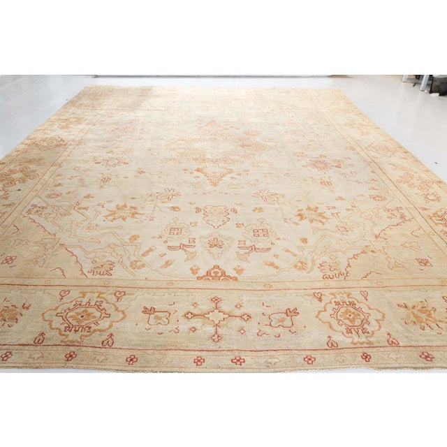 Beige Antique Turkish Oushak Rug For Sale - Image 8 of 8