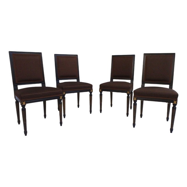 Black and Golden Dining Chairs, 1990, Set of 4 For Sale