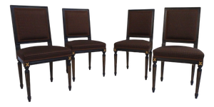 Black and Golden Dining Chairs, 1990, Set of 4