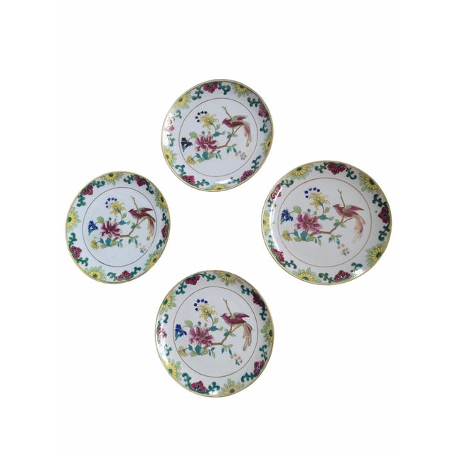 White Early 20th Century Hand Painted Chinoiserie Porcelain Nippon Plates - Set of 4 For Sale - Image 8 of 12