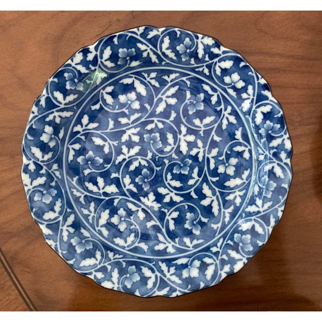 Vintage Blue and White Scalloped Japanese Dishes Set of Three For Sale In West Palm - Image 6 of 7