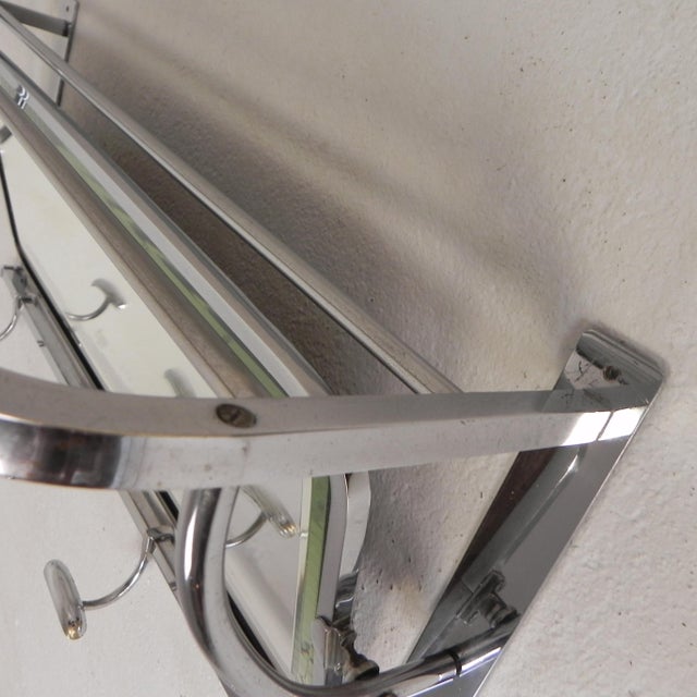 Art Deco Wall Coat Rack with Adjustable Faceted Mirror in Chrome Frame, 1930s For Sale - Image 9 of 14