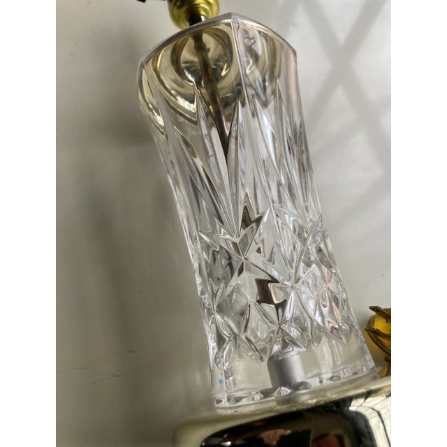 Leviton Vintage 1970s Clear Cut Crystal Table Lamp For Sale - Image 4 of 5