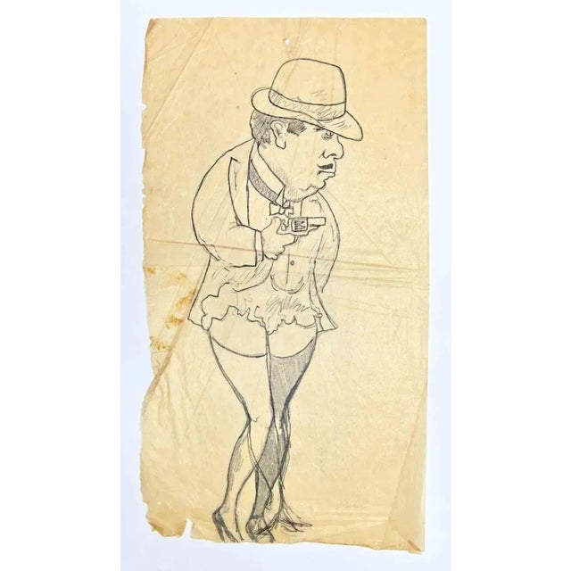 Portrait is an original drawing realized by Mino Maccari in Mid-20th Century. Beautiful black and white ink drawing on...