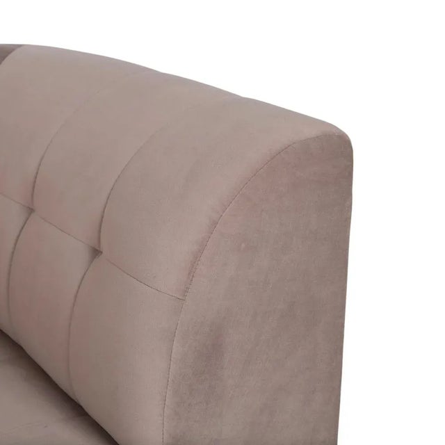 Modern Bloom Velvet Fabric Three-Seater Light Grey Beige Taupe Sofa by Iconx Studios For Sale - Image 3 of 11