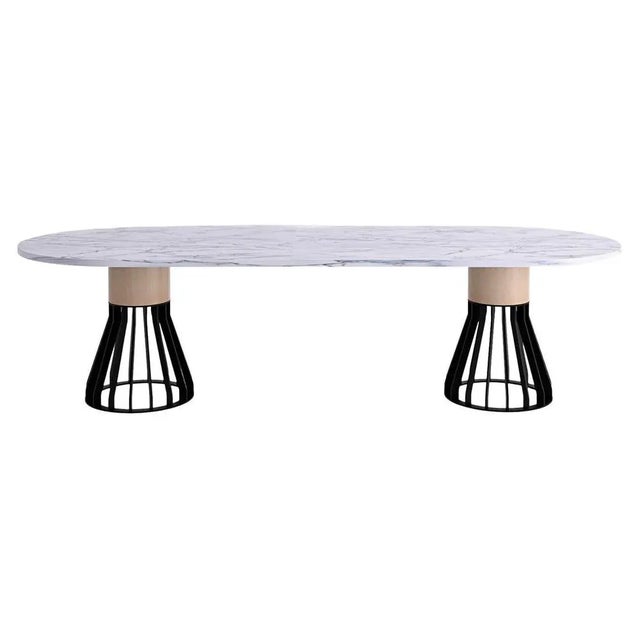 Gold White Marble Mewoma Dinner Table by Jonah Takagi For Sale - Image 8 of 8