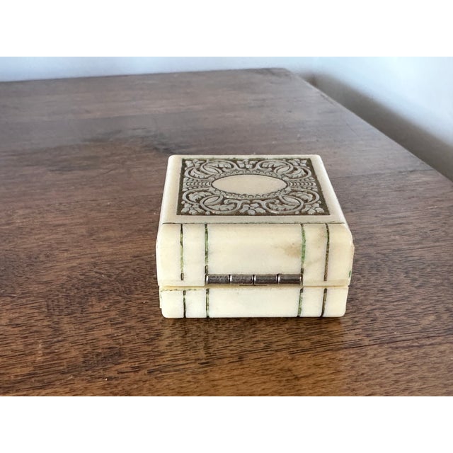 Metal Antique Jeweler's Ring Presentation Box For Sale - Image 7 of 12