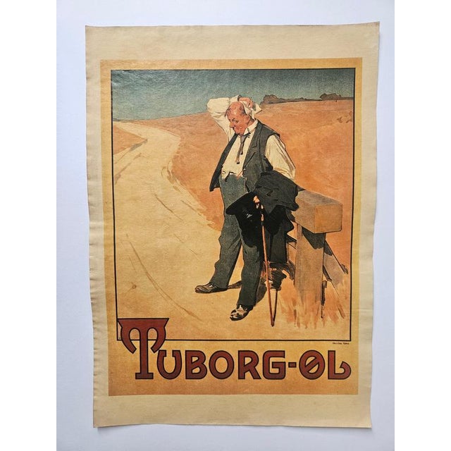 Art Deco Tuborg Beer Advertising Poster, Denmark, 1940s, in Very Good conditions. Designed 1920 to 1949
