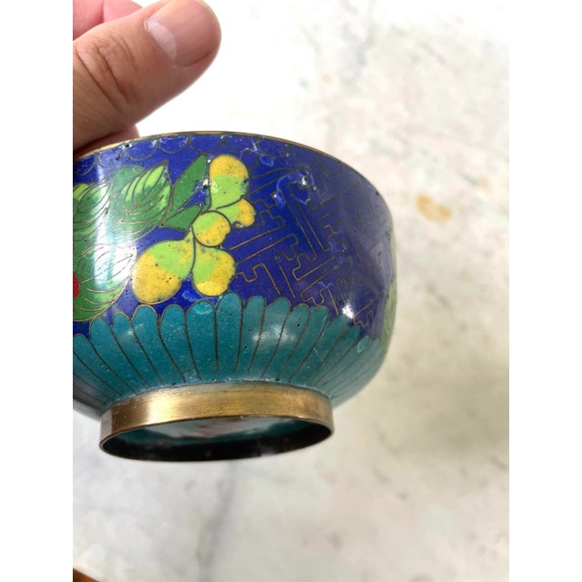 Early 20th Century Antique Chinese Export Enameled Bowl With Brass Base For Sale - Image 5 of 6