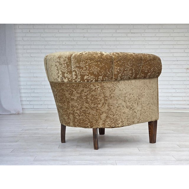 Vintage Danish Armchair in Green Furniture Velour & Ash Wood Legs, 1960s For Sale - Image 16 of 18